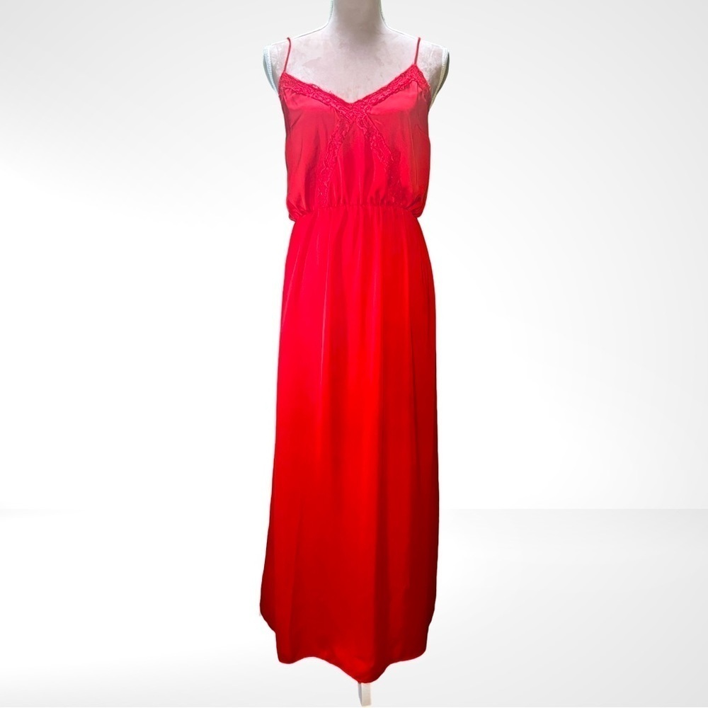 ASOS Red Slip Dress with Elastic Waist and Lace Details EUC Size XS​​​​​​